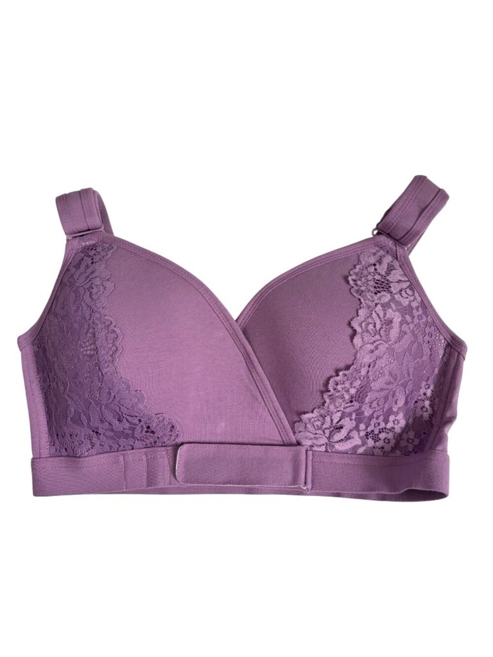 VeraComfort Wireless Support Bra Purple Lace Adjustable Straps Size Large NWT